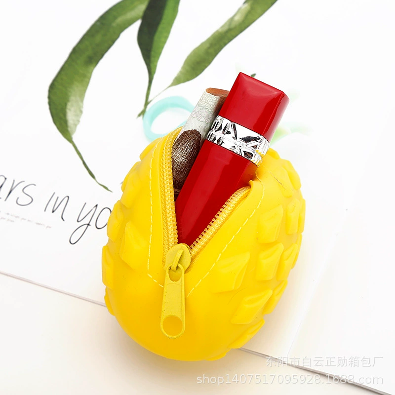 Silicone pencil case, waterproof wallet, fruit three dimensional coins with zipper, direct factory sales