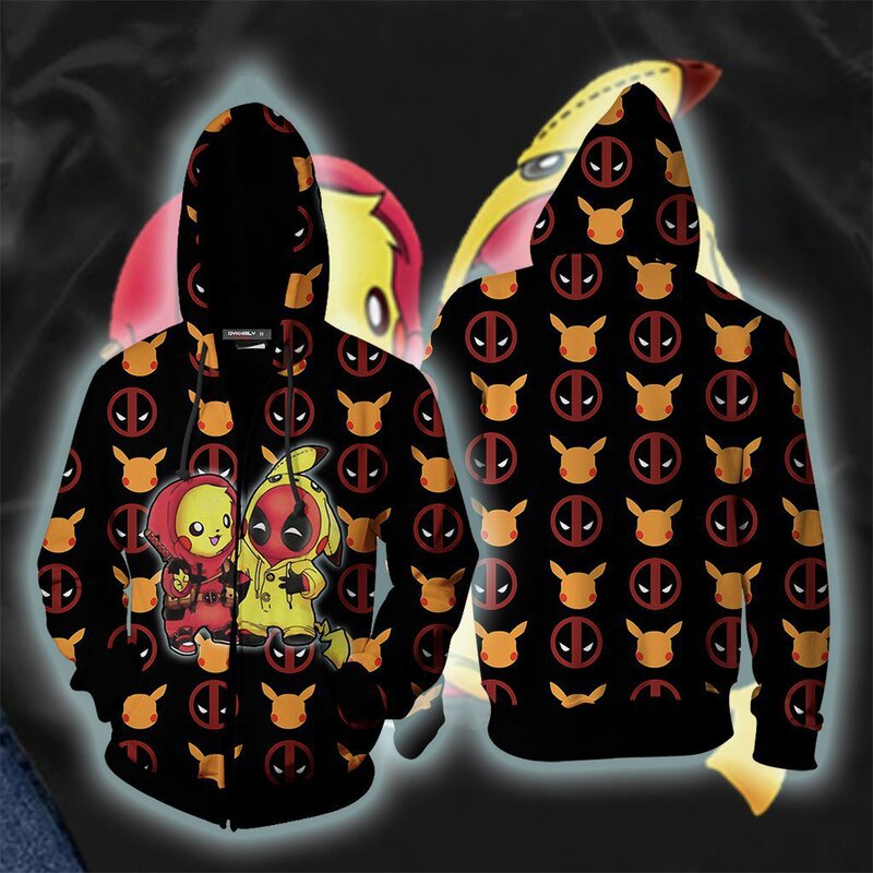 New Marvel Hero Deadpool 3D Print Sweater Anime cosplay Zipper Hooded Casual Sweater