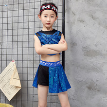 儿童演出服装拉丁服啦啦操舞蹈爵士舞街舞服新款亮片女童表演套装