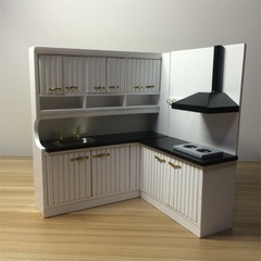 1:12娃娃屋迷你廚房場景白色廚房2件套