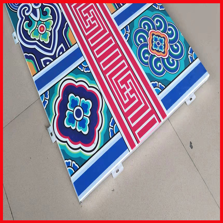 厂家定制仿古建筑屋顶图案彩绘铝板少数民族风格3mmUV打印铝单板
