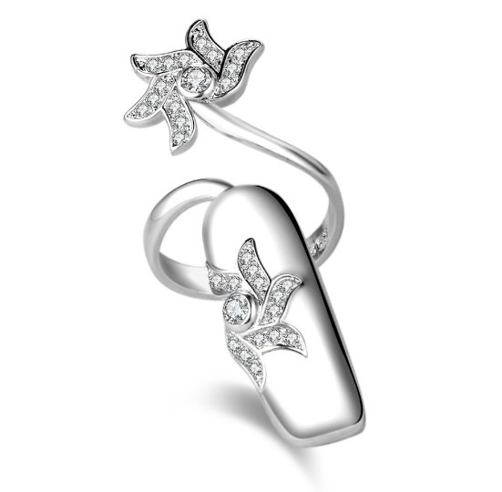 Estilo coreano de moda personalizada creativa anillo abierto anillo de uñas elegante Diamante de las mujeres conjunto de joyas al por mayor