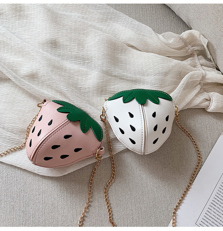 Children's bags, strawberry chain crossbody bags, cute babies, little girls, coin purges, mini accessories, fruit backpacks, trend undefined
