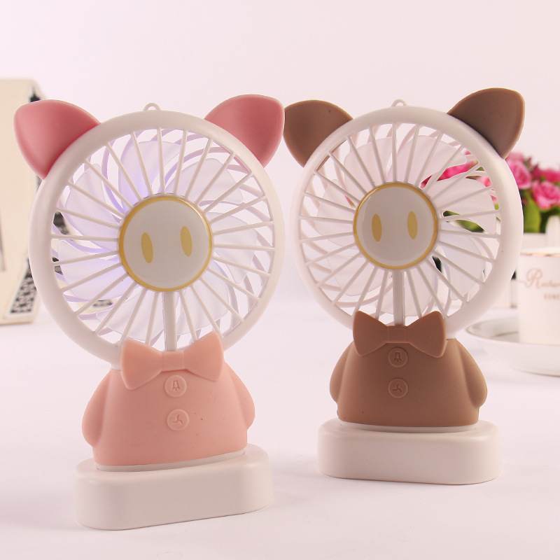 usb风扇达摩熊玲珑兔USB充电风扇新款口袋超薄便携户外手持七彩夜|ru
