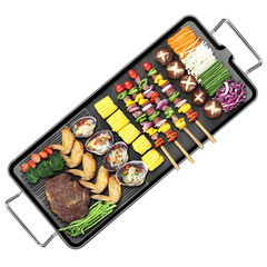 Thickened Light Smoke Non-stick Electric Baking Pan Household Multifunction Electric Grill Portable Skewer Grill Electric Baking Rack Wholesale