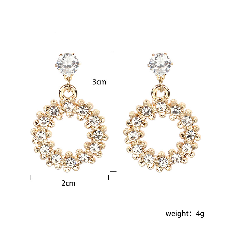 Korean Fashion Luxury Zircon Micro-inlaid Rhinestone Geometric Circle Earrings display picture 1