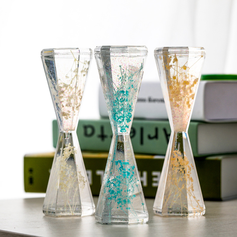 沙漏創意永生花雪景工藝品擺件油滴家居裝飾學生情侶禮物幹花六角