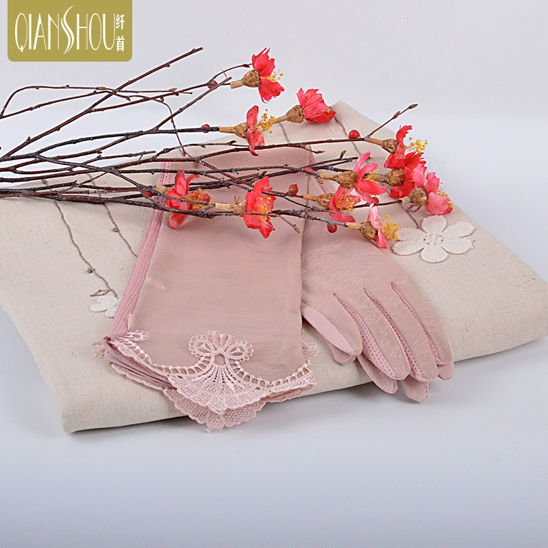 夏天单层长款防晒手套触屏女士开骑车袖套薄款防滑紫外线蕾丝臂套