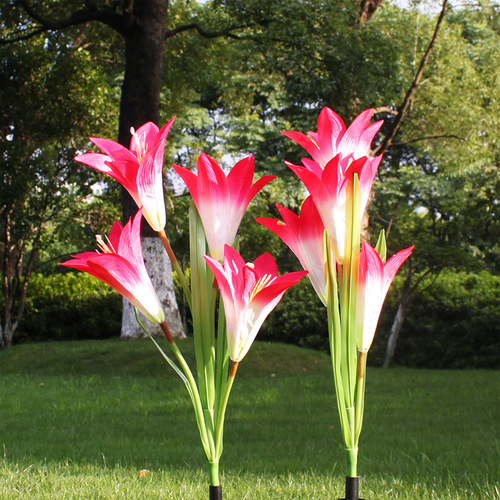 Solar lily lantern color changing LED simulated flower outdoor rainproof solar lantern courtyard decorative lawn lamp
