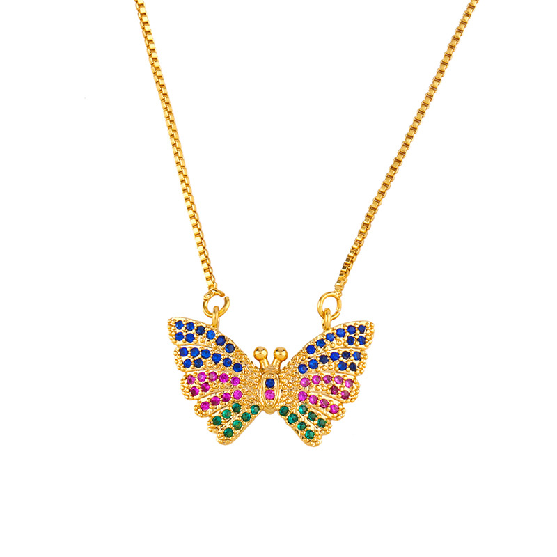 New Love Letter Necklace Butterfly Set Color Diamond Pendant Clavicle Chain display picture 2