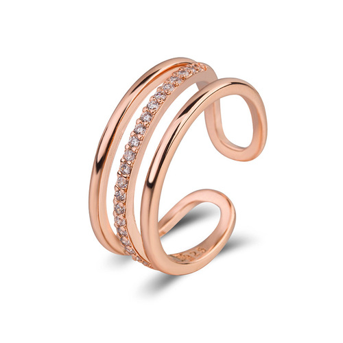 Korean style multi-layered diamond ring for women, cold style live mouth ring, index finger ring, Internet celebrity ring, simple fashion jewelry