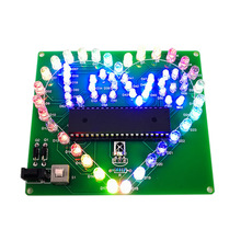 心形流水灯套件 STC51单片机遥控 七彩LED爱心灯 电子DIY制作散件