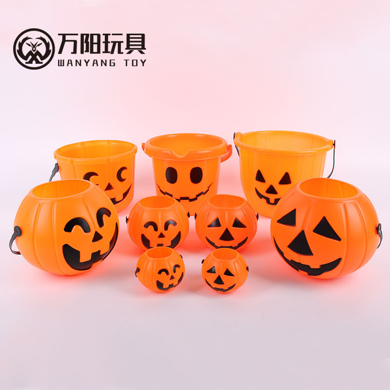 Cubo de calabaza para Halloween para niños, con sonido y luz, para regalo, al por mayor