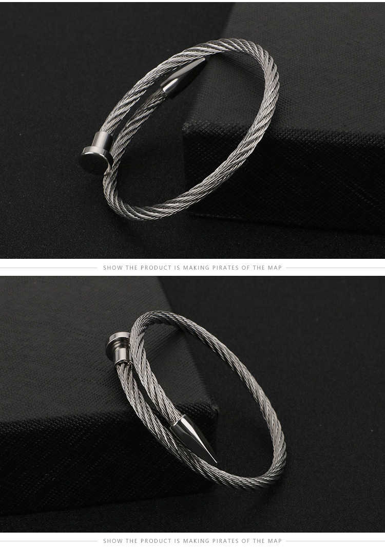 Steel wire bracelets, bracelets, simple and personalized metal texture jewelry from Europe and America_voghion.com