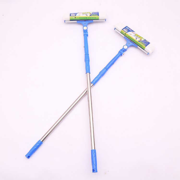 Double-sided glass window cleaner cleaning tool for high-rise building window cleaner rotatable glass brush telescopic rod wiper