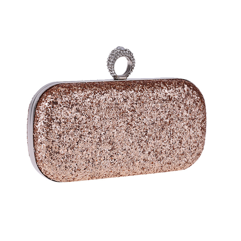 Dinner Bag With Diamond Clutch, Super Flash Ring Bag, Hard Box, Small Square Bag, Chain, Women Bag display picture 7