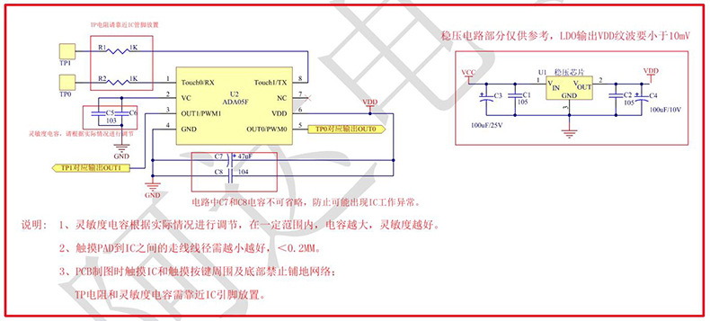 ADA05F 2鍵2出應用圖