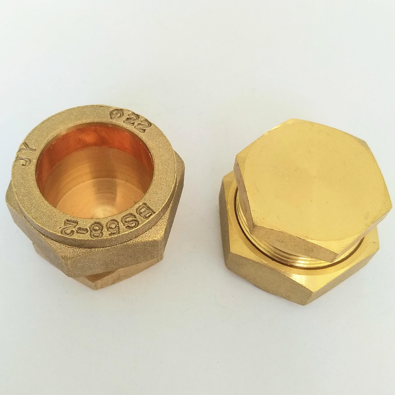厂家加工铜接头/快速接头/22水管接头堵头/太阳能卡套式铜接头|ms