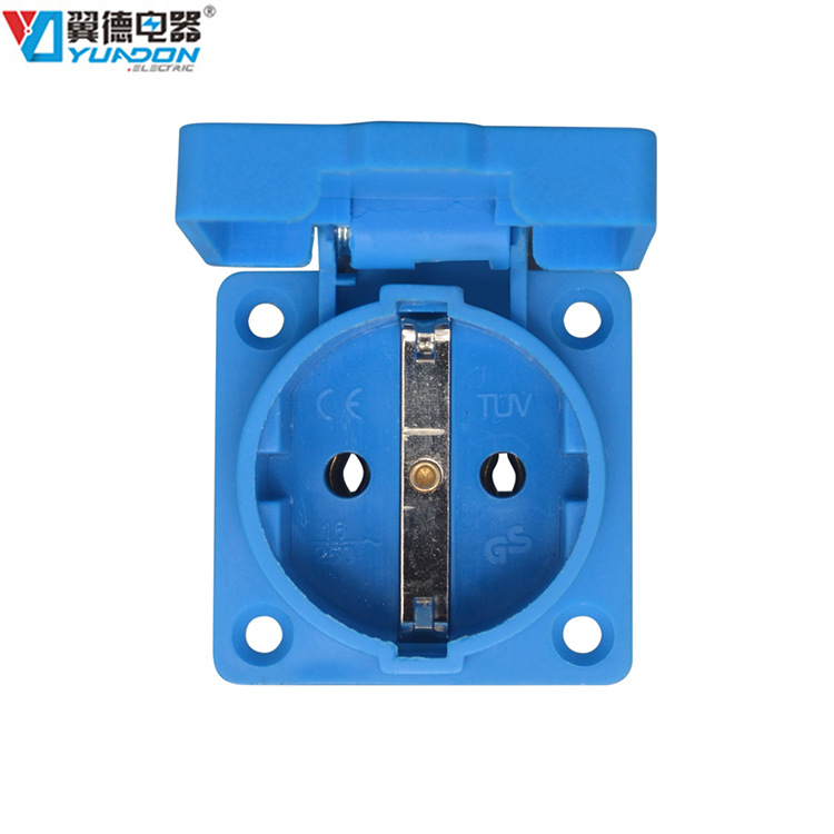 欧规IP54防水防雨插座  16A圆孔欧标 德标防尘防水插座 批量定制