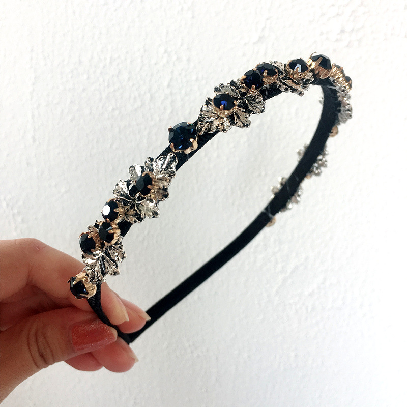 New Wild Blue Diamond Baroque Retro Hair Hoop Head Buckle Hairpin Hair Accessories Headdress display picture 8