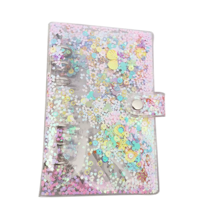 Шесть отверстий живые страницы папка A5 поток песок sequins живые страницы прозрачная обложка звезда ракушка PVC замена сердечник корпусShell