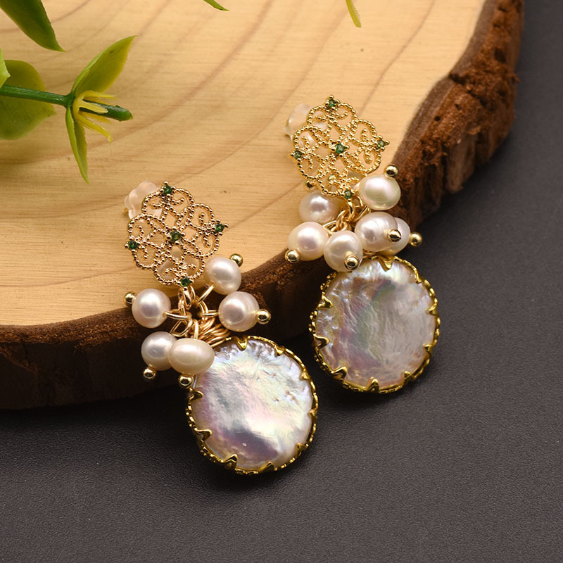 Pearl, Zircon Inlay Material Drop Earrings Classification Simple Style Oval Pearl Steel Plating Inlay Pearl Zircon Drop Earrings 1 Pair