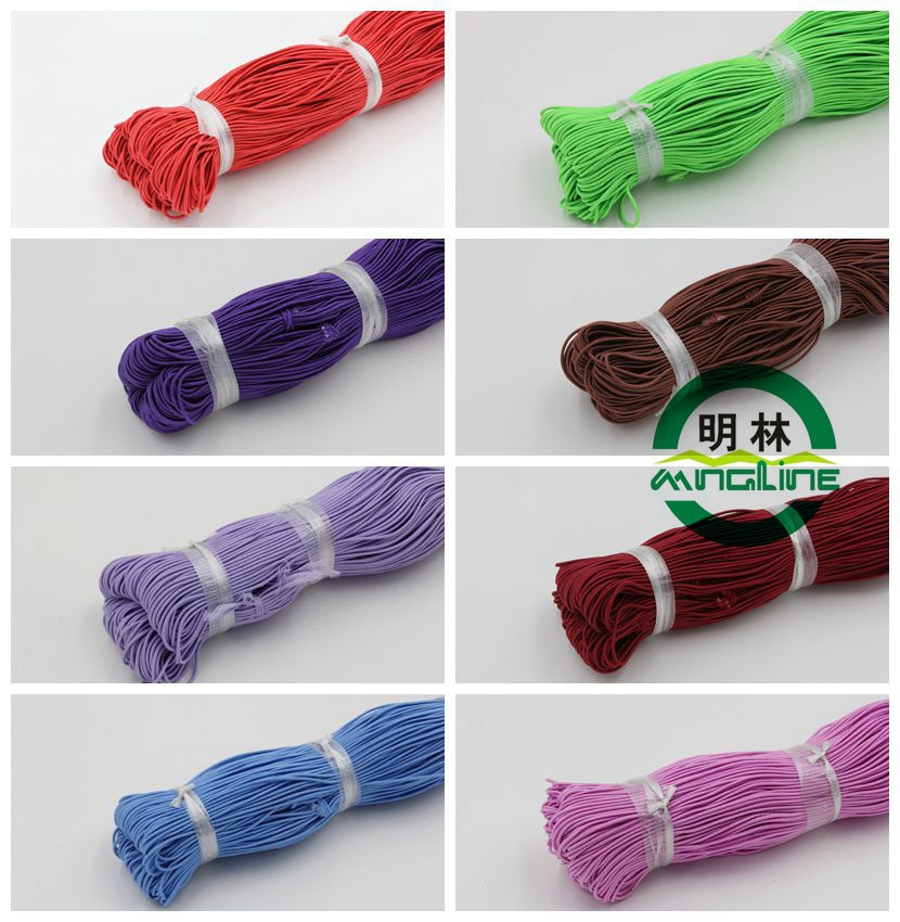 进口圆松紧彩色4芯1.2mm 160米/捆明林 批发现货