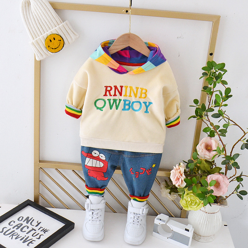Infant Autumn and Winter Suit Boys and Girls Sweater Baby Velvet Thickened Two-piece 2023 New Fashionable Children's Fashion Infant Autumn and Winter Suit Boys and Girls Sweater Baby Velvet Thickened Two-piece 2023 New Fashionable Children's Fashion