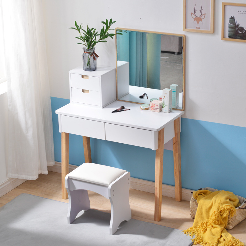 梳妝台北歐ins風網紅梳妝化妝台小戶型臥室女化妝桌子送凳子