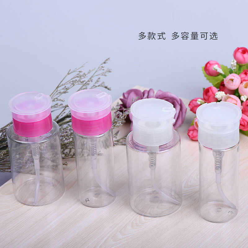 100ml/180ml Manicure Press Bottle Nail Polish Glue Wash Nail Polish Remover Water Alcohol Press Empty Bottle Nail Salon