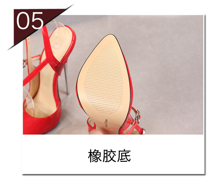 Giày cao gót nữ mũi nhọn gót 16 cm phong cách Âu Mỹ — Màu bạc, Màu Đỏ đào, Màu đen, Màu đỏ chi tiết 11