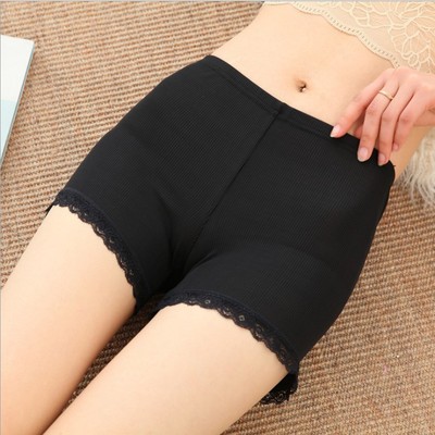 壹件代發2019夏季冰爽絲滑彈力蕾絲花邊三分安全褲防走光薄款大碼