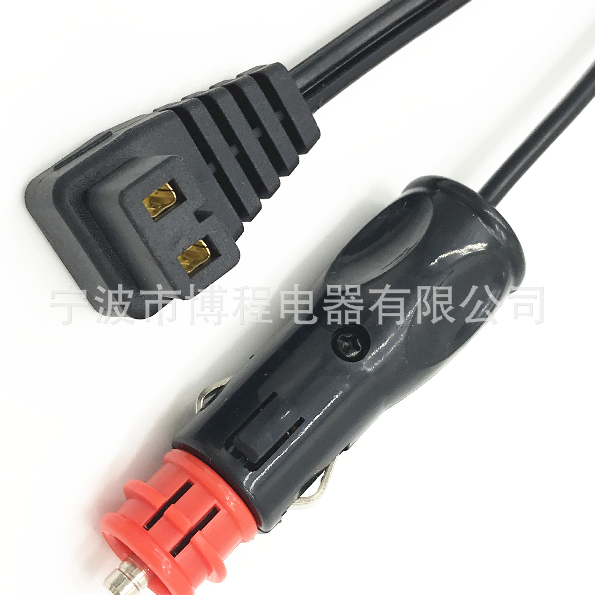 B字尾电源插头线车载冰箱插头90°弯头冰箱插座美式胶木点烟器