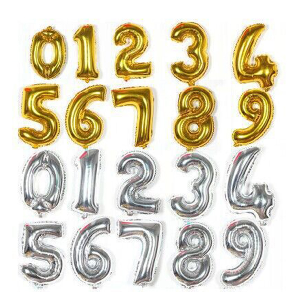 节日庆典派对布置装饰用品数字气球 16英寸铝膜气球 金色铝箔气球|ms
