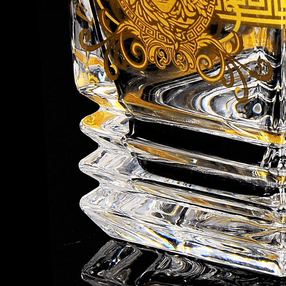 创意中东水晶威士忌杯美杜莎描金头像酒杯洋酒杯多功能啤酒杯水杯