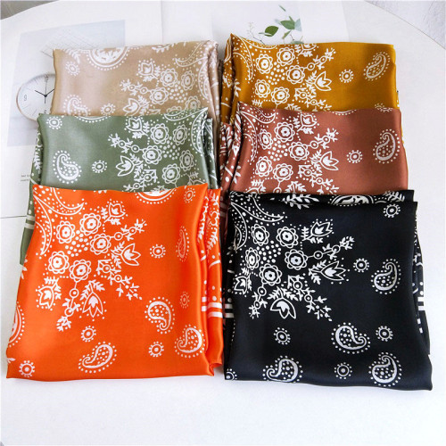 70 cashew flower small square scarf for women spring, autumn and summer new ins style versatile decorative literary Korean small silk scarf