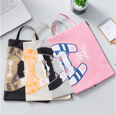 Korean version of creative portable large-capacity Oxford cloth document bag student multi-functional information bag zipper storage bag