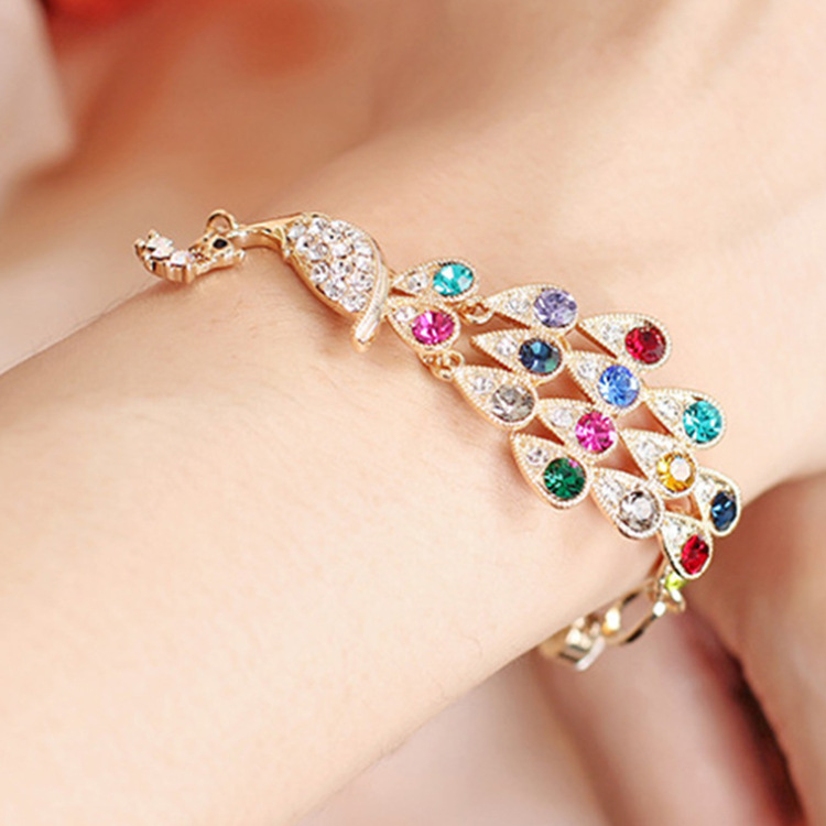 Colorful Peacock Bracelet Shining Diamond Phoenix Bracelet