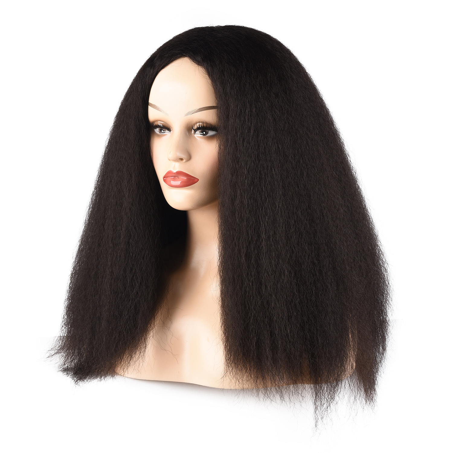 Syntetisk paryk silke fluffy eksplosiv lang krøllet let buet paryk pandebånd_voghion.com