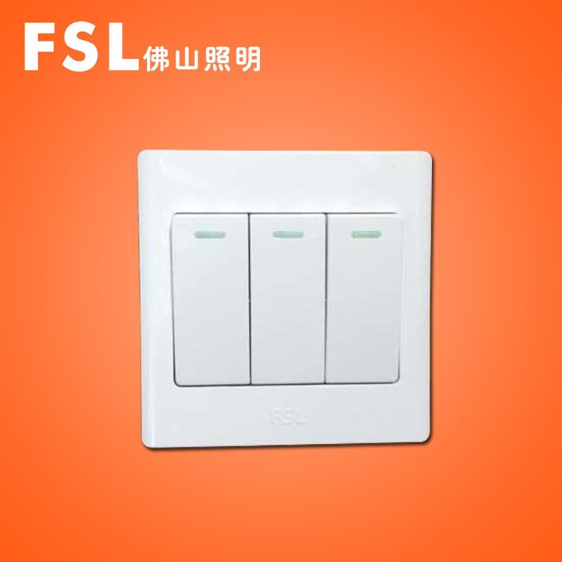 fsl 佛山照明 开关插座86型暗装家用墙壁五孔多孔白色二三插面板