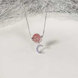 韩版新款甜美ins可爱S925纯银草莓项链女 甜美百搭短款锁骨链饰品