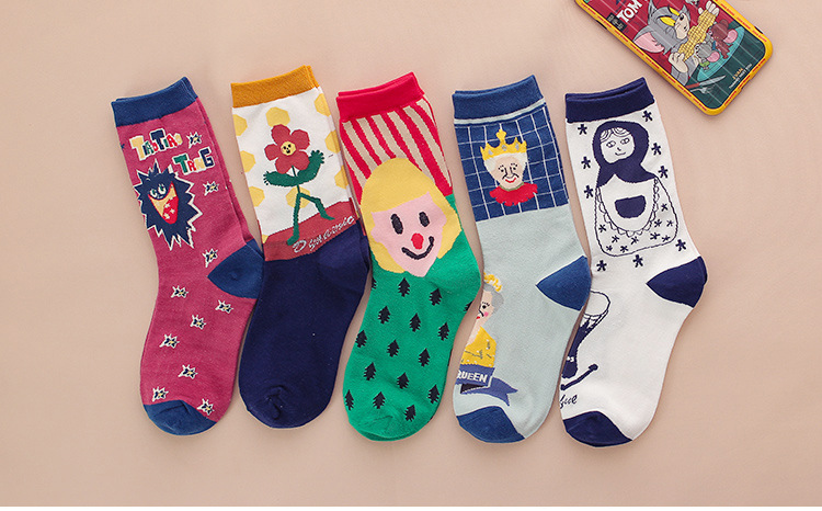 New Cartoon Animation Ladies Sports Socks Wholesale Pure Cotton Sweat-absorbent Women's Tube Socks display picture 1