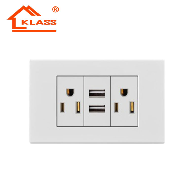 【美式规格】118式外销出口墙壁插座 双usb插座带双15A插座
