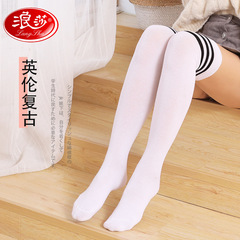Langsha socks autumn and winter over-the-knee socks Japanese cotton socks long boot socks sweat-absorbent and breathable Korean style pile socks striped socks