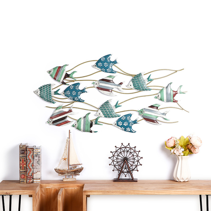 Mediterranean Vintage Wall Decorations Iron Wall Decorations Ocean Fish Wall Hanging Creative Home Background Wall Hanging Decorations