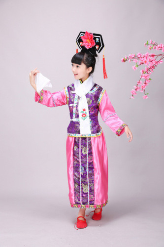 Children master emperor empress clothing baylor emperor qing dynasty folk cosplay costume girls  boys manchu flag  clothes ancient palace performance clothing