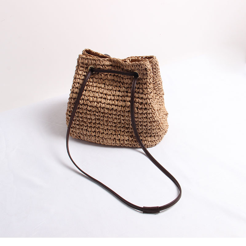 Women's Medium Straw Solid Color Classic Style Square String Shoulder Bag display picture 6