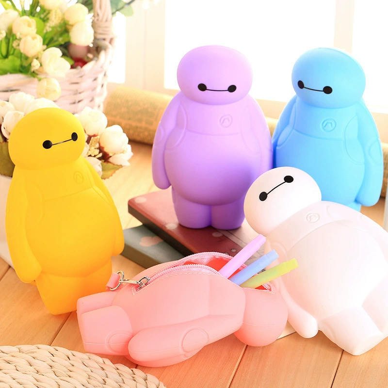 Cartoon silicone big pencil case, capacious storage system, key bag for elementary school students, Korean style, wholesale