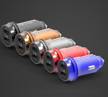 私模新款车充铝合金汽车载充电器双USB手机充电器安全锤NC-32