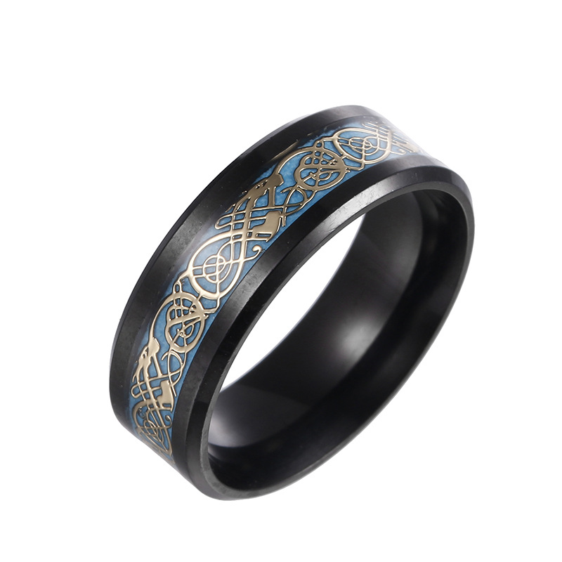 Fashion Luminous Colors Stainless Steel Dragon Pattern Ring display picture 2